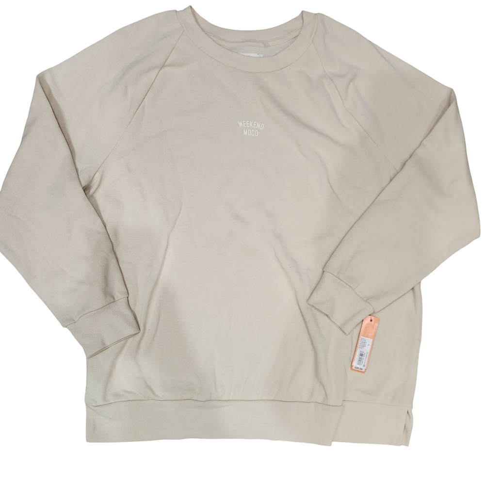 "Weekend Mood" Cream Crewneck Sweatshirt NWT